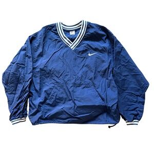 Vintage Nike Pullover V Neck Windbreaker Jacket Blue‎ Mens XL Extra Large